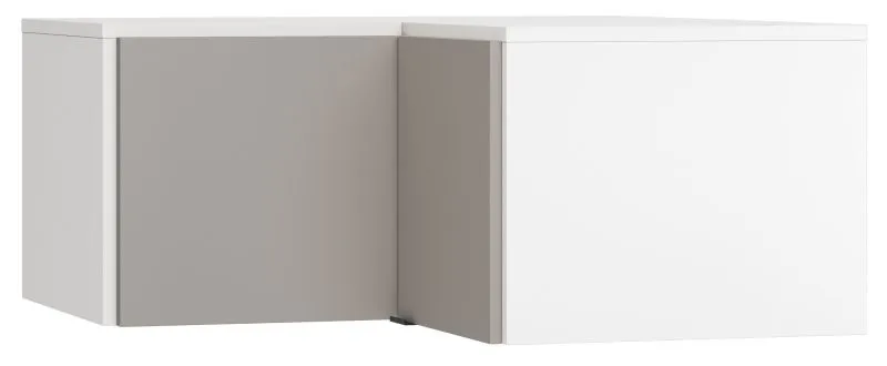 Corner Wardrobe Top Attachment for Pantanoso 14 | White / Grey | 45 x 102 x 104 cm | Modern Bedroom Storage