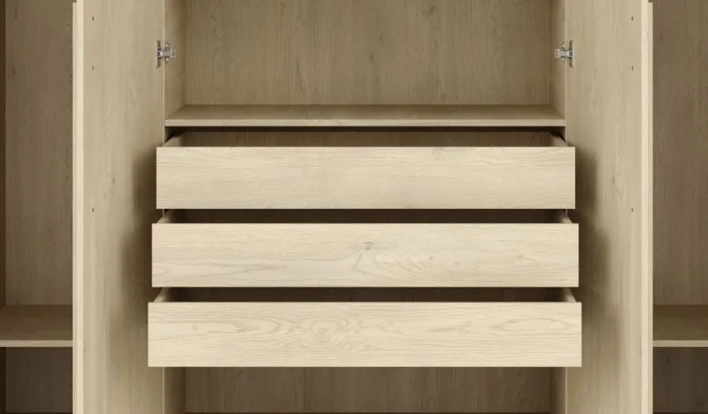 Drawers for closet Edegem 01 | 3 pieces | color: oak Cremona