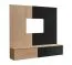 TV cabinet including wall panel | color: Cremona oak / black marble | ribbed front | push-to-open function | 148 x 35 x 160 cm | for living room