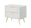 Nightstand | 2 drawers | ABS edge protection | Color: White | Dimensions: 55 x 63 x 38 cm | Handles & legs: Metal | Slatted front | For the bedroom