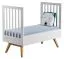 Baby bed / Kid bed Naema 02, Colour: White / Oak - Lying area: 70 x 140 cm (W x L)
