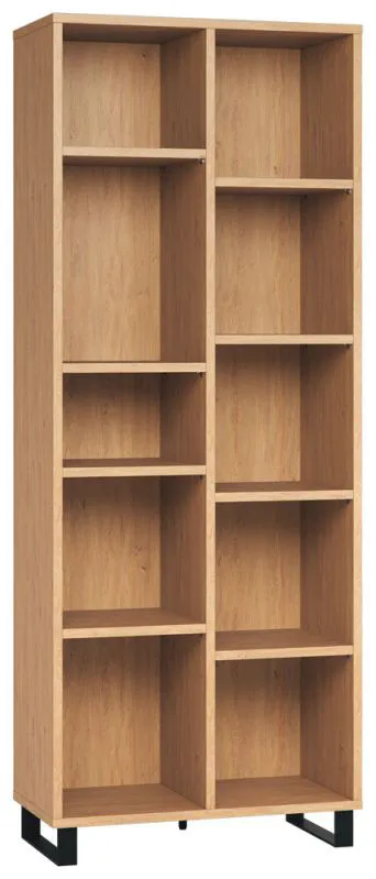 Oak Standing Shelf Patitas 23 | 195 x 76 x 38 cm | 8 Adjustable Shelves | Modern Industrial Look