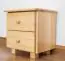 2 Drawer Bedside table 002, solid pine wood, clear finish - H43 x W43 x D33 cm