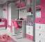 Nursery - Wardrobe "Felipe" 04, Pink / White - Measurements: 190 x 45 x 40 cm (H x W x D)