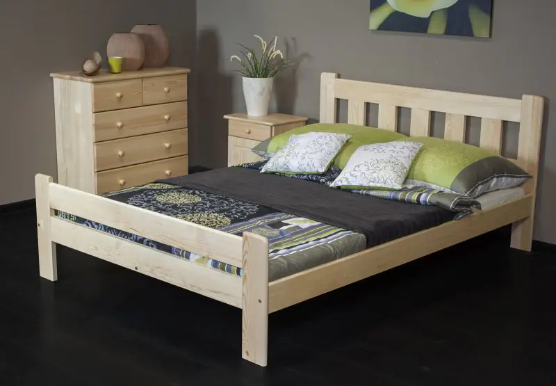 Children's bed / Youth bed A26, solid pine wood, clear finish, incl. slatted bed frame - 140 x 200 cm 