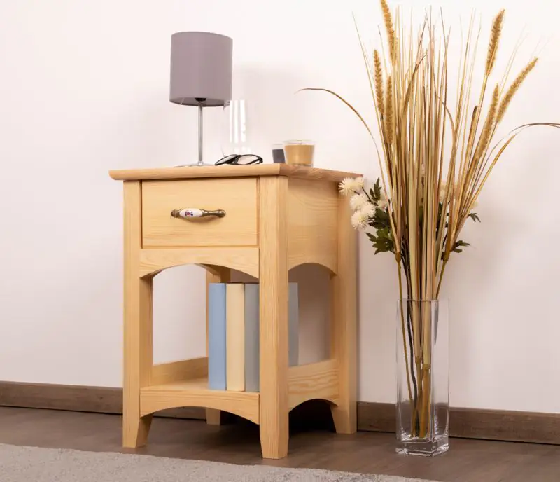 Bedside table of drawers solid pine wood, Natural Turakos 95 - Measurements 56 x 40 x 35 cm (h x w x d)
