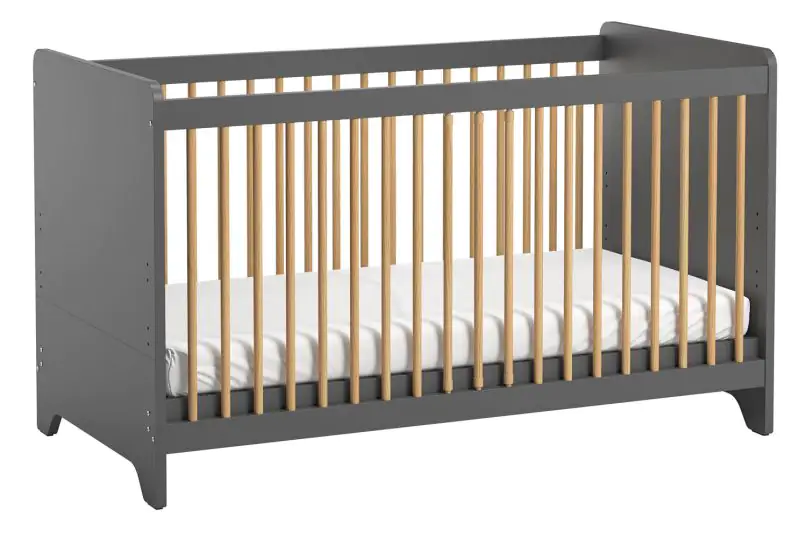 Baby bed / Kid bed Majvi 03, Colour: Grey / Oak - Lying area: 60 x 120 cm (w x l)