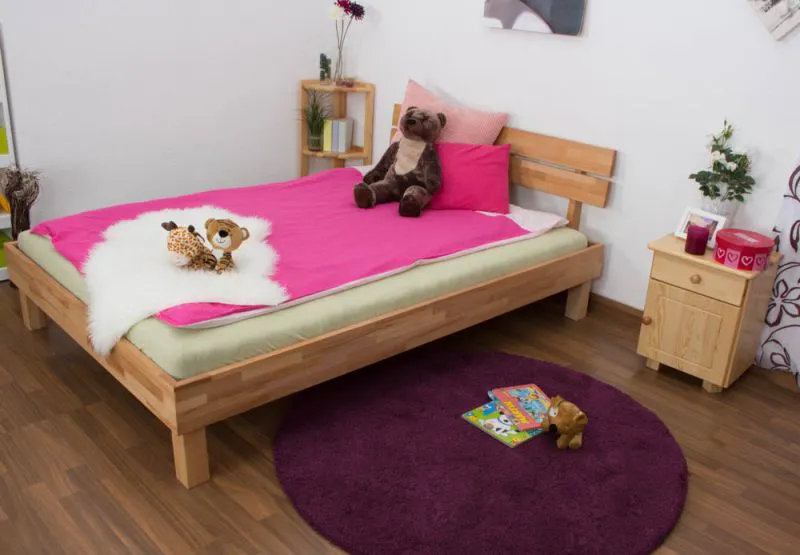 Youth bed Wooden Nature 03 solid oiled beech heartwood - Lying surface 140 x 200 cm (W x L)