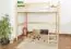 Loft bed Andreas 90 solid beech natural, incl. rollable bed frame - 90 x 200 cm