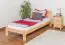 Single bed / Day bed solid, natural pine wood A27, includes slatted frame - Dimensions 90 x 200 cm 