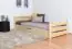 Single bed / Storage bed solid, natural pine wood 92, includes slatted frame - Dimensions: 90 x 200 cm