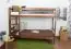 Bunk bed A16, solid pine wood, nut finish, convertible, incl. slats - 90 x 200 cm