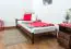 Low foot end bed A14, solid pine wood, nut finish, incl. slats - 90 x 200 cm 