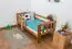 Toddler bed A17, solid pine wood, oak finish, with slats and mattress - 70 x 160 cm 