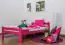 Youth bed "Easy Premium Line" K4, solid beech wood, pink - 120 x 200 cm 