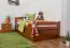 Children's bed / Youth bed "Easy Premium Line" K1/2h incl. trundle bed frame and cover plates, solid beech wood, cherry red - 90 x 200 cm 