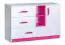 Children's room - Chest of drawers Frank 07, Colour: White / Pink - 83 x 130 x 40 cm (h x w x d)