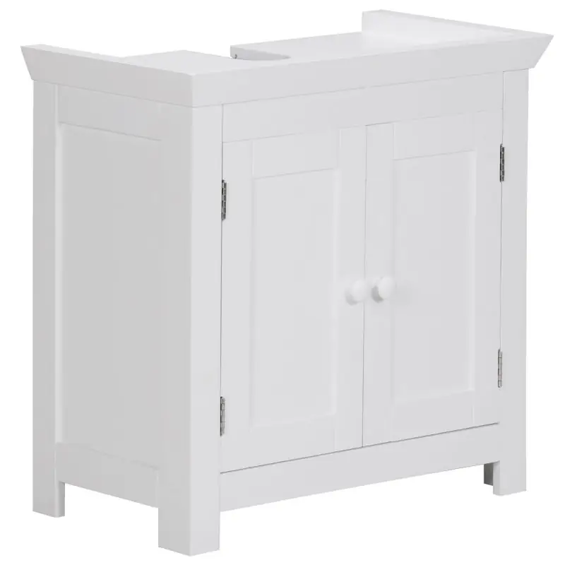 Country-style bathroom vanity unit, color: white - Dimensions: 56 x 57 x 30 cm (H x W x D), with siphon recess