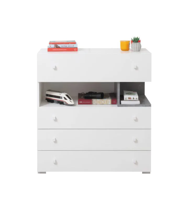 Children's Chest of Drawers Lede 11 | Grey/White | 90 x 85 x 40 cm | Modern Storage for Kids' Room
