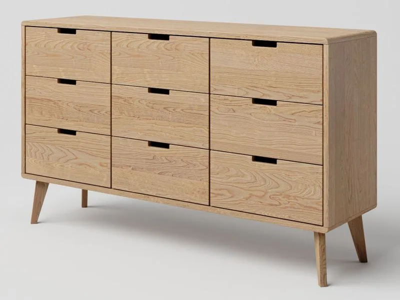 Chest of drawers solid Oak Natural Aurornis 40 - Measurements: 84 x 142 x 40 cm (H x W x D)