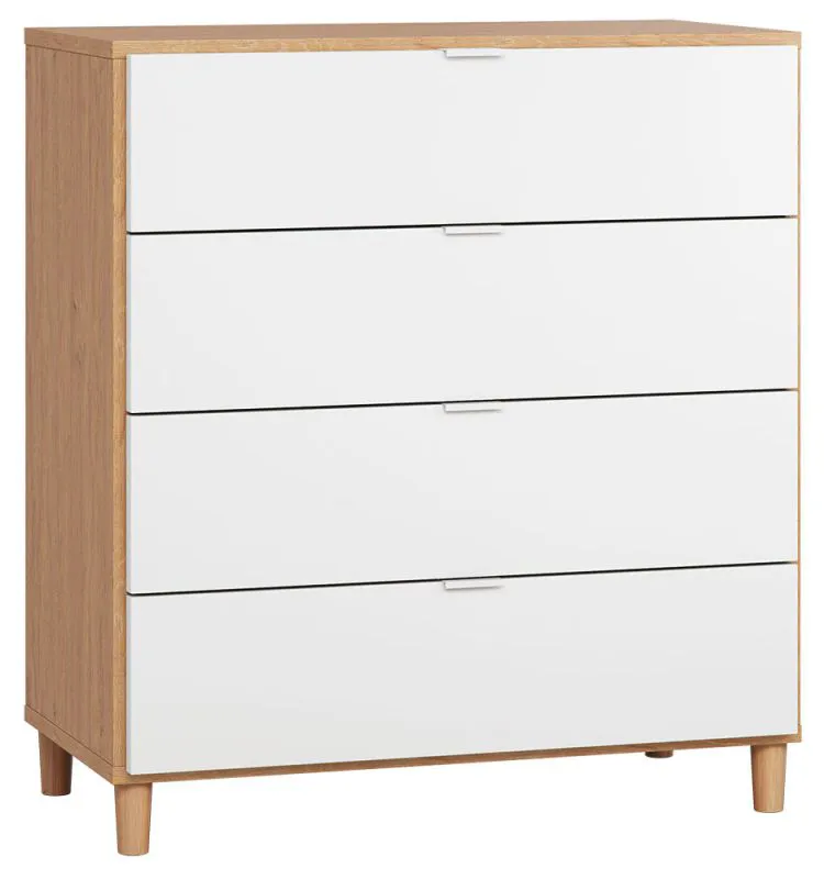 Chest of Drawers Arbolita 11 | Oak / White | 100 x 90 x 47 cm | 4 Drawers | LED Lighting | Soft Close