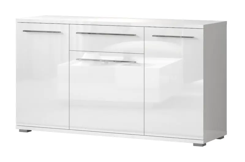 Dresser Garim 1, Colour: White high gloss - 85 x 150 x 45 cm (h x w x d)