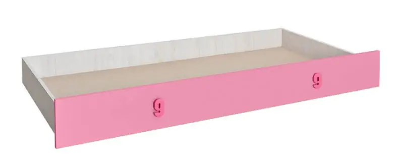Bed drawer for bed Luis, Colour: Oak White / Pink - 80 x 190 cm (W x L)