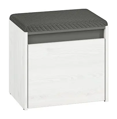 Bench with storage space / shoe cupboard Fjends 01, Colour: Pine White / anthracite - Measurements: 47 x 50 x 34 cm (H x W x D)