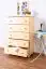 5 Drawer Chest Junco 140, solid pine wood, clearly varnished - H123 x W80 x D42 cm