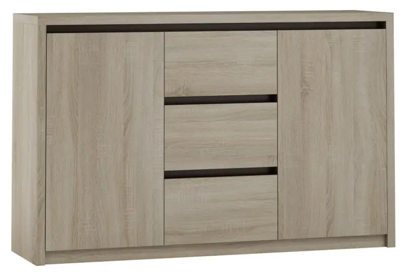 Popondetta 07 chest of drawers, colour: Sonoma oak - Measurements: 88 x 140 x 38 cm (H x W x D)