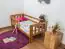 Toddler bed A17, solid pine wood, oak finish, with slats and mattress - 70 x 160 cm 