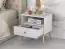 Bedside table Roanoke 07, Colour: White / Glossy White - Measurements: 53 x 50 x 34 cm (H x W x D), with 1 drawer and 1 shelf.