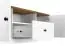 TV base cabinet Oulainen 09, Colour: white / oak - measurements: 55 x 150 x 40 cm (H x W x D), with 2 doors, 1 drawer and 3 compartments.