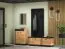 Bench with storage space / shoe cabinet Lautela 02, color: oak / black - dimensions: 49 x 60 x 34 cm (H x W x D), with 1 door and 2 compartments