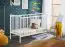 Neutral crib / baby bed, solid pine, Avaldsnes 02, color: white - Dimensions: 89 x 124 x 65 cm (H x W x D), with a foam mattress