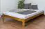 Double bed/guest bed pine solid wood oak colored A10, including slatted grate - Dimensions 160 x 200 cm