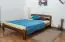 Children's bed / Youth bed A5, solid pine wood, nut finish, incl. slatted frame - 140 x 200 cm 