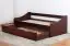 Single bed / Functional bed solid pine wood, Walnut colour 93, incl. slatted frame - 90 x 200 cm (W x L)