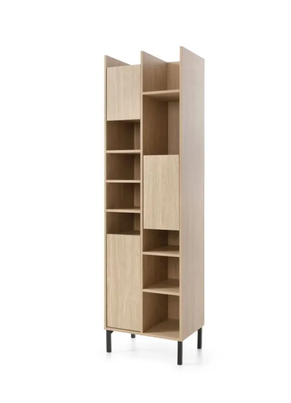 Authie 04 Shelf Unit | Light Oak | 195 x 55 x 40 cm | 12 Compartments | ABS Edges | Professional Finish