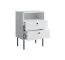 Modern White Bedside Cabinet Almyros 06 | 2 Drawers, 1 Open Compartment | Black Metal Handles & Legs | ABS Edge Protection | 69.5 x 50 x 34 cm
