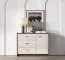Mackenzie 05 Chest of Drawers / Sideboard | Color: Dunin Oak / High-Gloss Cashmere | Dimensions: 117 x 40 x 85 cm | Handles: Metal | 1 door | 3 drawers | Soft-close