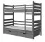 Children's bed / bunk bed Milo 19 incl. 2 slatted frames and 2 drawers, in anthracite, solid pine, lying surface: 80 x 190 cm, divisible