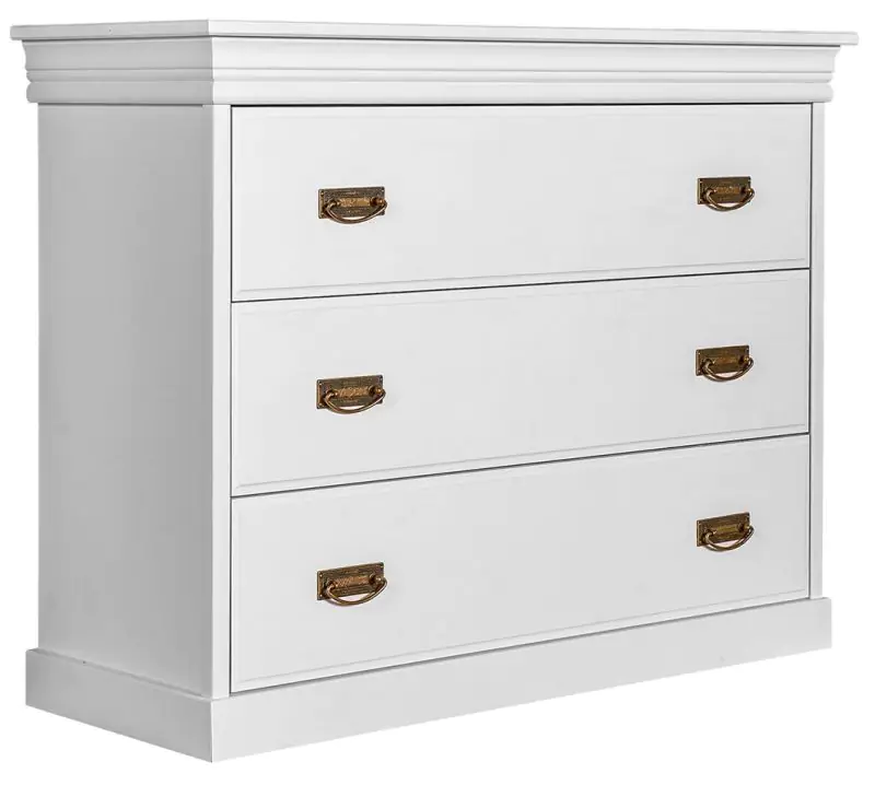 Chest of drawers Jabron 10, solid pine wood wood wood wood wood wood, White lacquered - 83 x 107 x 42 cm (H x W x D)