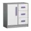Children's room - Chest of drawers Olaf 07, Colour: Anthracite / White / Purple, partial solid wood - 85 x 80 x 40 cm (h x w x d)