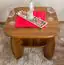 Coffee table 005 with a magazine rack, solid pine wood, oak finish - H60 x W65 x D65 cm