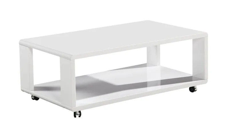Dakoro 109 Coffee Table | White High Gloss | 40 x 105 x 60 cm | Modern, Mobile Living Room Table