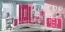 Children's room - Hinged door wardrobe / Corner wardrobe Walter 02, Colour: White / Pink high gloss - 191 x 87 x 87 cm (H x W x D)
