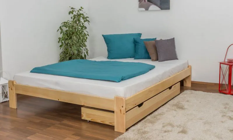Youth Bed Solid Pine Natural A10 | Includes Slatted Frame | 160 x 200 cm | Durable & Modern