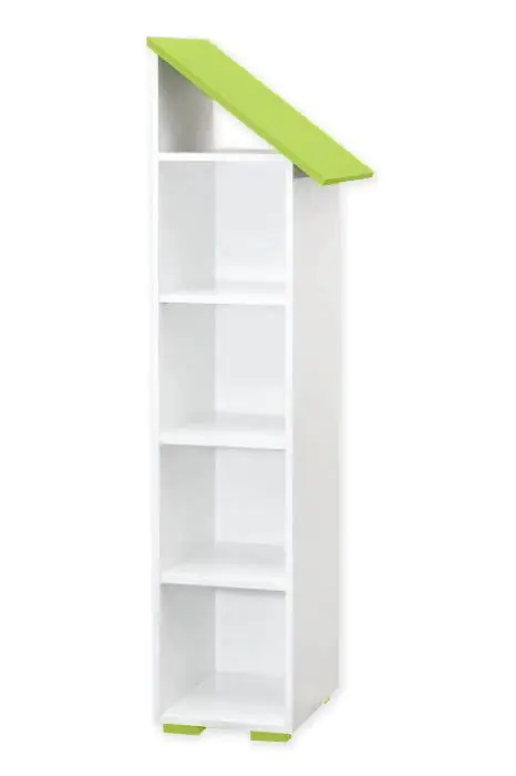 Children's room - Bookcase Daniel 03, Colour: White / Green, door hinge right - 165 x 43 x 44 cm (H x W x D)