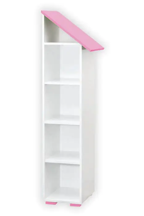 Children's room - Bookcase Daniel 03, Colour: White / Pink, door hinge right - 165 x 43 x 44 cm (H x W x D)